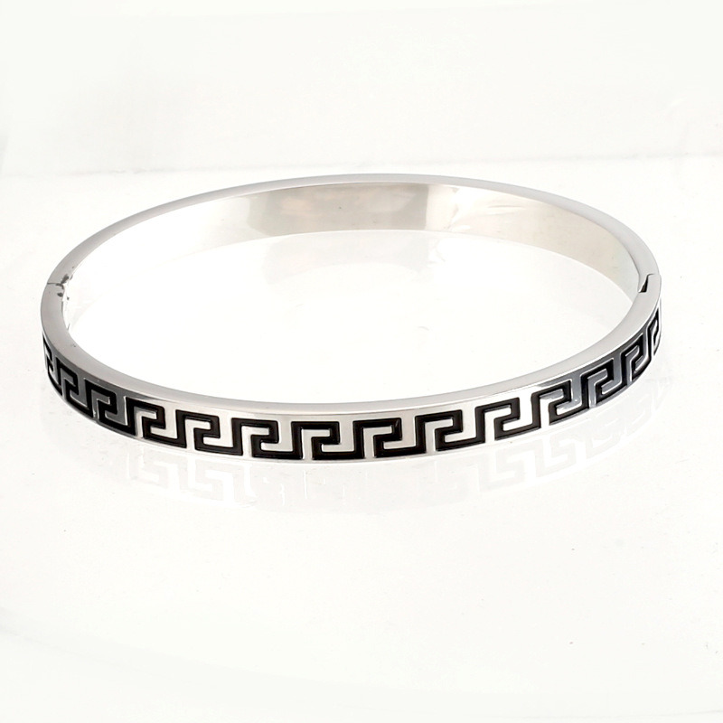 Jewelry Lovers Gift Engraved Great Wall Bracelet Stainless Steel Enamel Titanium Bangle