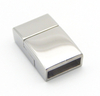 China Cheap High Quality Export Jewelry Findings Rectangular 12mm Flat Braided Leather Bracelet Stainless Steel Clasps