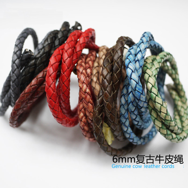 High End Euro Standard Bolo Leather Cord 6mm for Mens Leather Bracelets Making Basic Cord