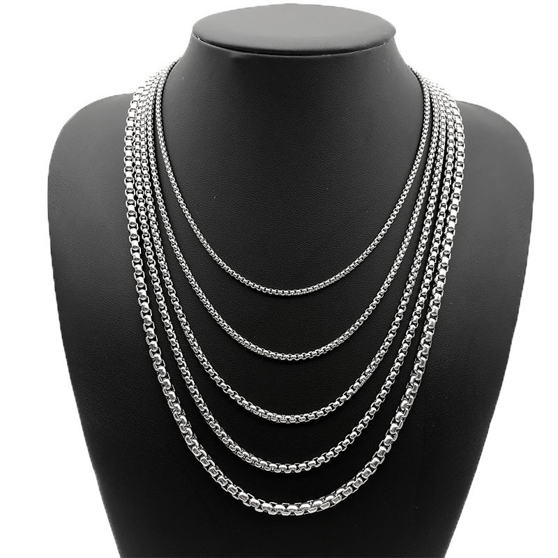 Fashion Bulk Wholesale Stainless Steel Hip Hop Box Chains Necklaces for Men or Women