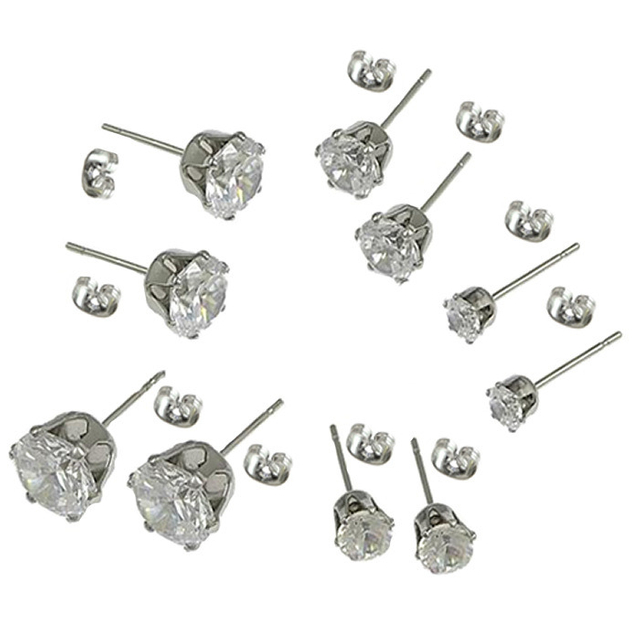 Wholesale Promotion Silver Stud Earring Round Zircon CZ Fashion Six Claws Jewelry