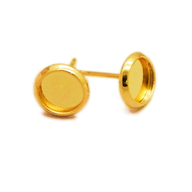 Inner Dia 8mm 10mm 12mm Stainless Steel Stud Earrings Back Blank Base Tray for Jewelry Making