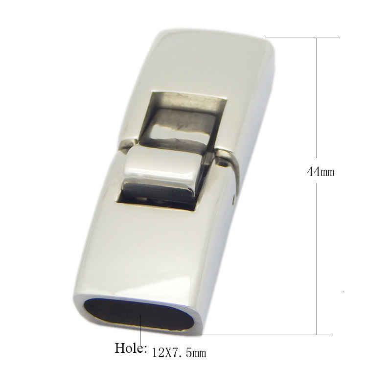 Leather Clip Snap Stainless Steel Clasps for Flat 12X7.5mm Leather Rope to Make Mens Bracelets