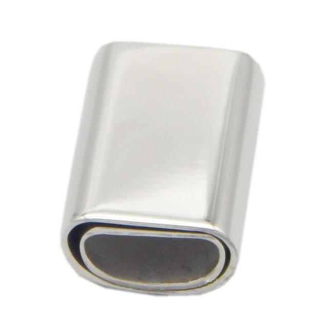 Hole Size 9.3X4.8mm Stainless Steel Clasp Shiny Magnetic Buckle for Leather Bracelet