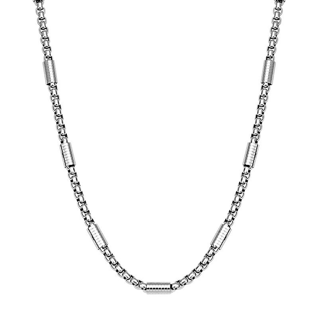 Simple Style Stainless Steel Square Pearl Chain Box Necklace Chain for Men