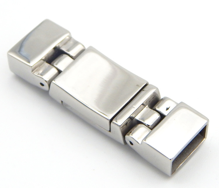 Inner Size 5*11mm Fitting Flat Leather High Polish Finish Clasps Jewelry Findings with Laser Logo