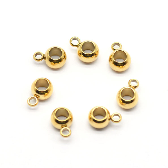 18K Gold Plating Rose Gold Stainless Steel Hole Beads Slide Beads for DIY Jewelry