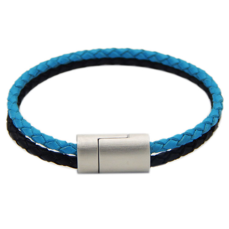 Double Inner Hole 3.5mm Half Round Shape Stainless Steel Magnetic Clasps for Leather Rope