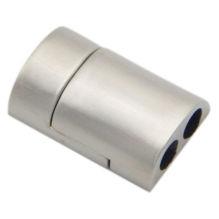 Double Inner Hole 3.5mm Half Round Shape Stainless Steel Magnetic Clasps for Leather Rope