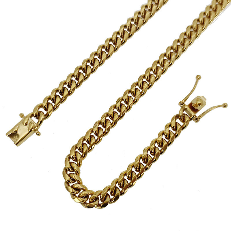 Wholesale Stainless Steel Metal Gold Plated Jewelry Cuban Chain Necklace