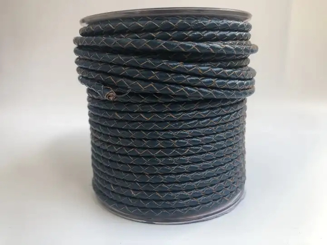 3mm/4mm/5mm/6mm Men Non-Dyed-Edge Braided Round Genuine Leather Bolo Cord