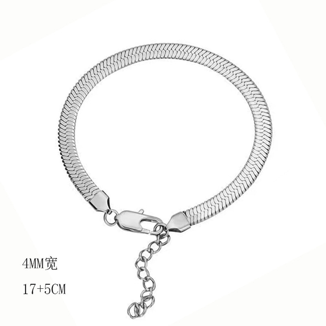 Titanium Steel Gold Plated Jewelry Accessories Flat Snake Chain Bracelet Girl