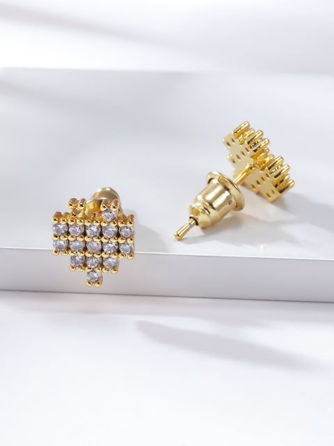 18K Gold Copper Gemstones Love Heart Earrings