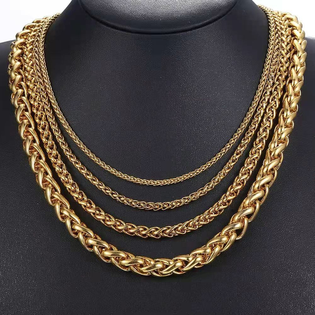 Wholesale Fashion Cuban Link Chain Hip Hop Punk 18K Gold Plated Stainless Steel Necklace for Men