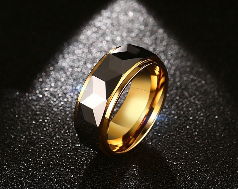 Black Gold Plated Wedding Band Tungsten Carbide Rings for Men