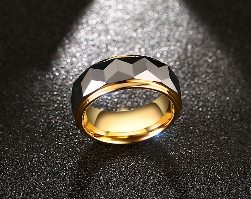 Black Gold Plated Wedding Band Tungsten Carbide Rings for Men