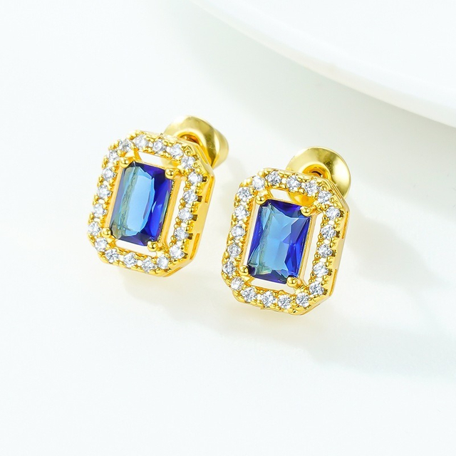 Fashion Stud Square Shape Green Earrings