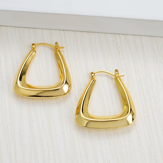 18K Gold Plated Irregular U Shaped Circle Earrings Geometric Ear Buckle Earring Triangle Earrings