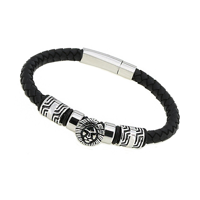 Hot-Selling Lion Head Woven Accessories Trendy Men Fashion Magnet Clasp Hand Rope Bracelet