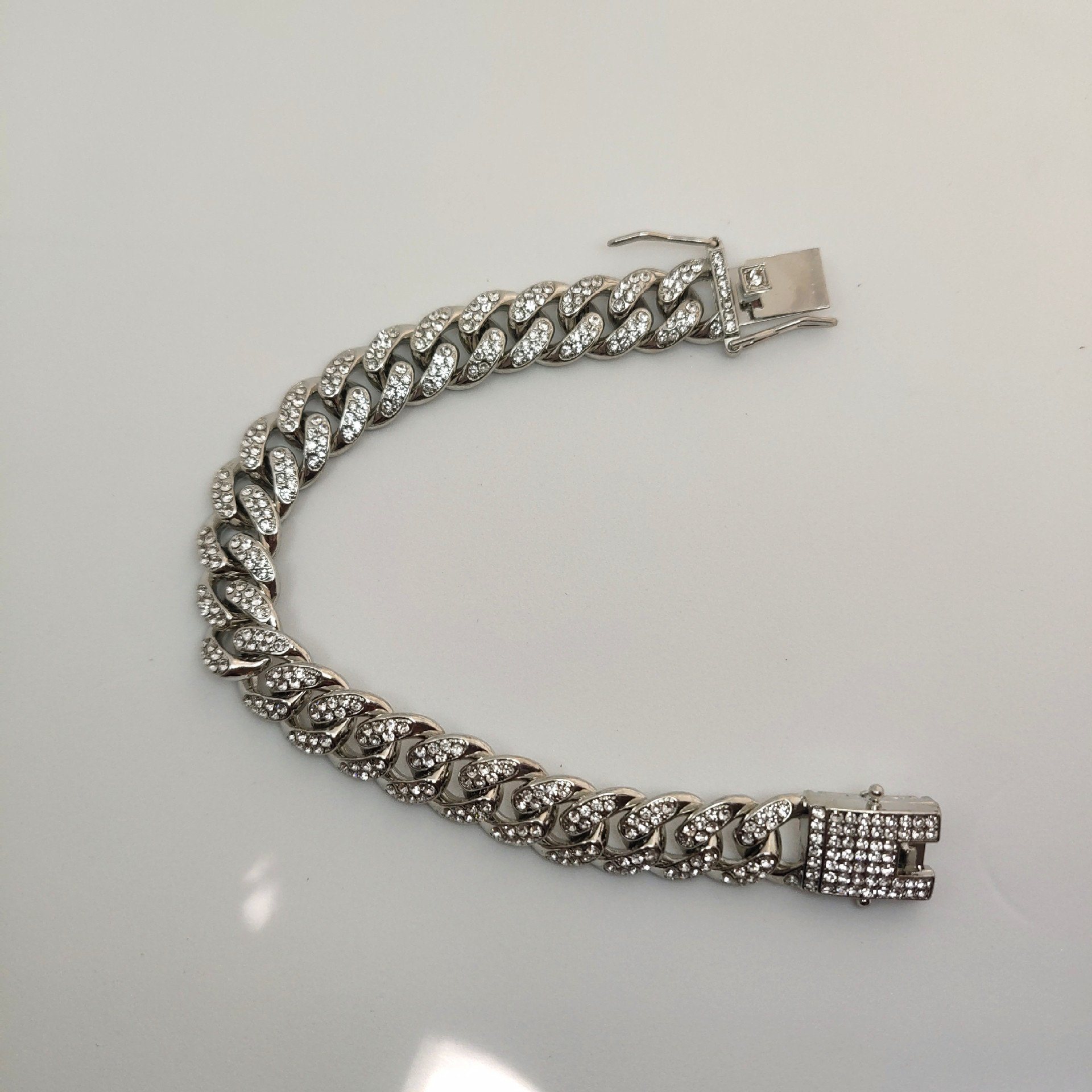 Hip Hop 18K Gold Hipste Diamond-Encrusted Cuban Link Chain Bracelet