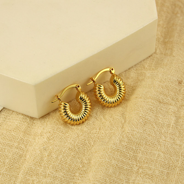 Hollow Twisted Croissant Hoop Earring Stainless Steel Jewelry