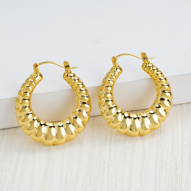 Round Twist Earrings for Women Girls 18K Gold Plated Hoop Earrings