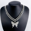 New Butterfly Bracelet Necklace Premium Full Diamond Fashion Versatile Crystal Cuban Chain Necklace