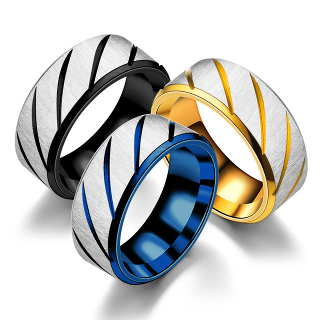 8mm Fashion Jewelry Women Men Ring Batch Flower Stripe Stainless Steel Rings
