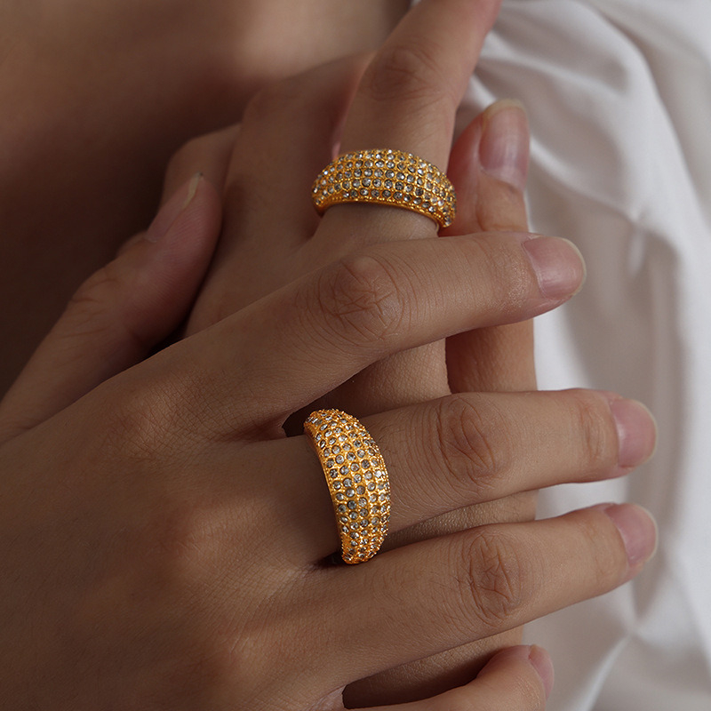Luxury Design Shiny Zirconia Rings Stainless Steel 18K Gold Plated Silver Plated Fashion Jewelry Ring for Women