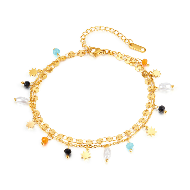 Bohemian Colorful Anklets for Women Pearl Ankle Bracelet Summer Beach Foot Leg Jewelry