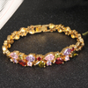 Hot Selling Retro Colorful Crystal Gold Plated Jewelry Bracelet in Europe and America Valentine′s Day Gift Fashion Retro Bracelet