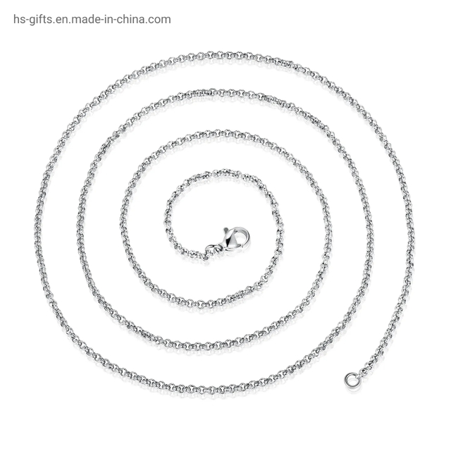 Wholesale Jewelry Stainless Steel Rolo Chain Necklace Men Women Round Link Necklace Chains Gold Silver Rose Gold 16-36 Inches