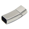 Popular 316L Stainless Steel Silver/Matt Silver Laser Logo Flat Clasp 12X6mm with Srews to Fix The Leather Cord