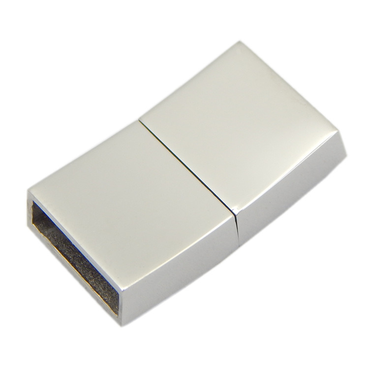 Matt Polish Stainless Steel Watch Clasp Buckle with Hole 13X3.5mm for Braid Leather
