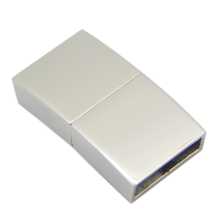 Matt Polish Stainless Steel Watch Clasp Buckle with Hole 13X3.5mm for Braid Leather