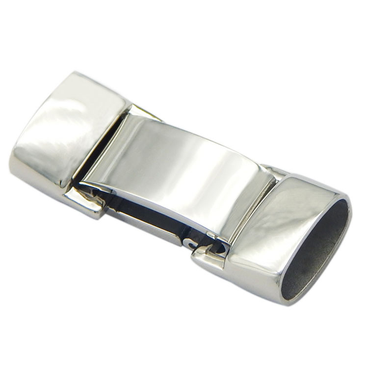 Vintage Jewellery Findings Profession Design Fold Over Stainless Steel Flat Clasps 13.5X6mm for Leather Bracelet