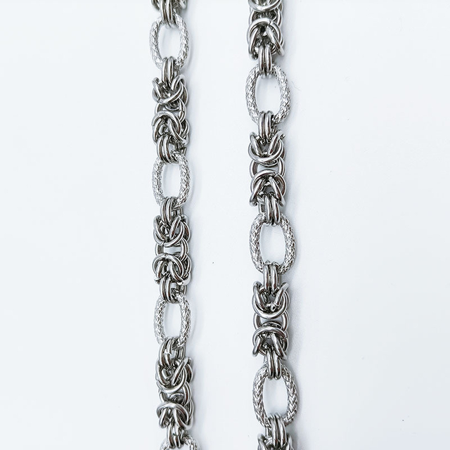 Hip Hop 7mm Wide Mix Weaved Fancy Chain Stainless Steel Necklace Silver Plated Necklaces