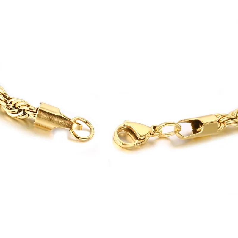 Wholesale 5mm 18K Gold Jewelry Stainless Steel Twisted Rope Chain Custom Jewelry