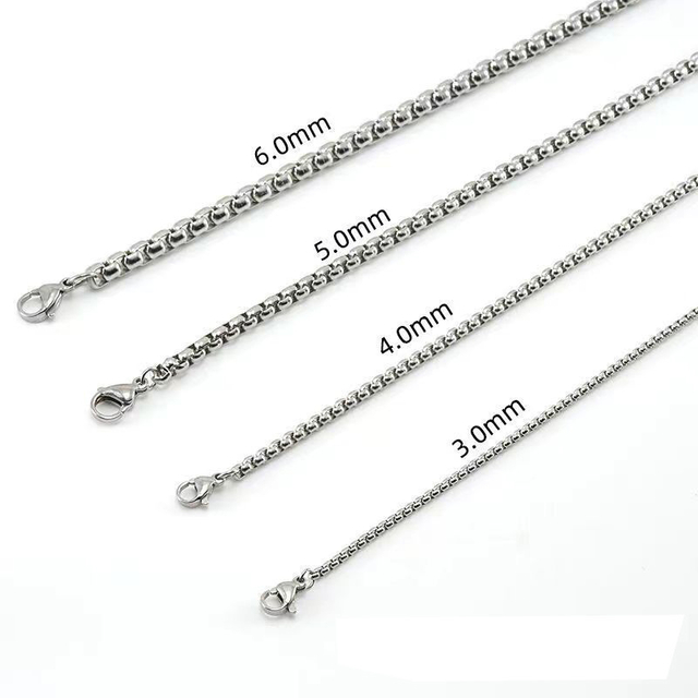 316L Stainless Steel Rolo Chain Necklace 2.0mm/2.5mm/3.0mm/4.0mm Square Rolo Chain Necklace
