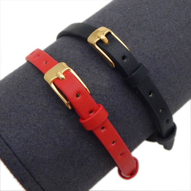 6 8 10mm Wide 3D Hard Gold Jewelry Accessory Leather Hand Strap for Beaded Stainless Steel Gold-Plated Buckle Scalp Bracelet