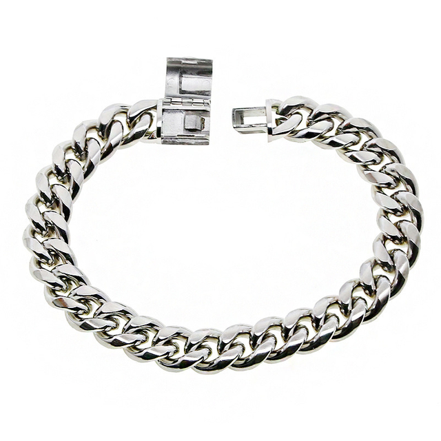 Hiphop Stainless Steel Men 18K Gold Cuban Link Chain Bracelet