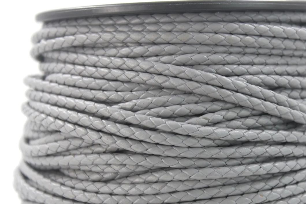 Wholesale Factory Genuine Leather Braided Cord 3/4/5/6/7/8/9/10mm Round Braided Rope for Jewelry DIY Making