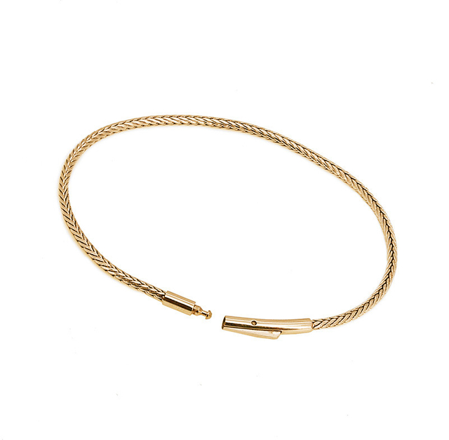 Stainless Steel Fox Tail Link Chain Tight Link Women Elegant Chain Round Cylinder Snap Closure Bracelet