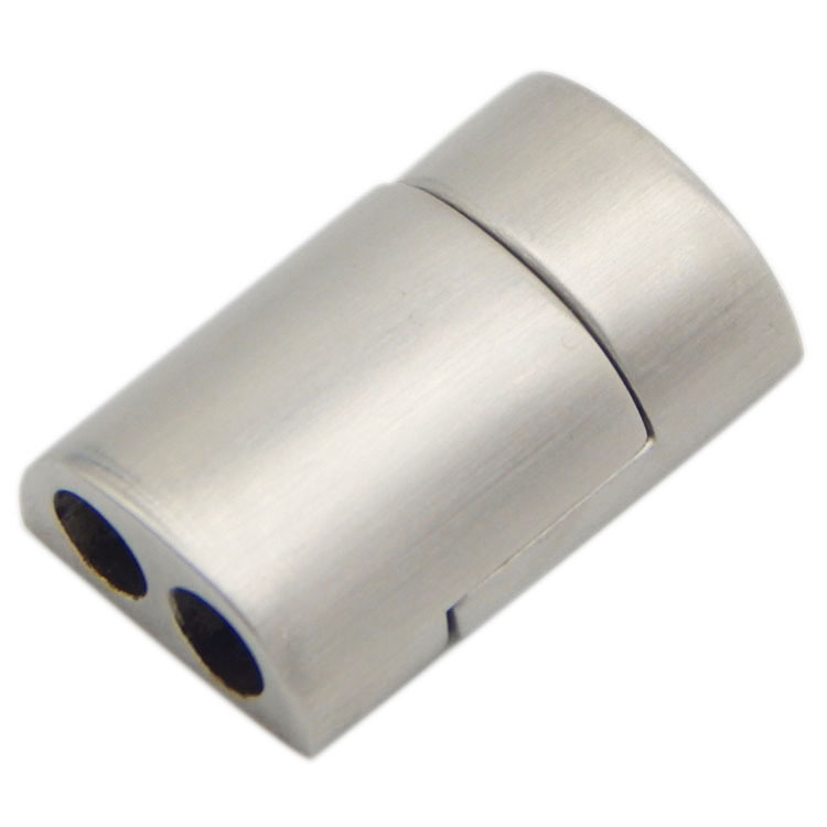 Double Inner Hole 3.5mm Half Round Shape Stainless Steel Magnetic Clasps for Leather Rope