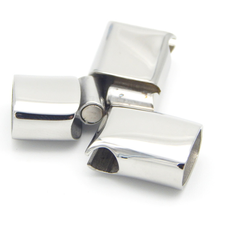 Unique Design 12X6mm Inner Size Stainless Steel Slide-in End Hook Magnetic Clasp for Flat Leather Jewelry Connectors