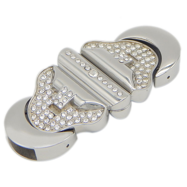 Fantastic Design Decorative Pave Crystal Stainless Steel Jewelry Clasps for Flat Leather Bracelets Cord