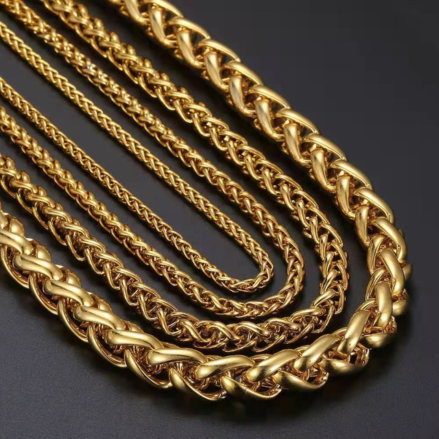 Wholesale Fashion Cuban Link Chain Hip Hop Punk 18K Gold Plated Stainless Steel Necklace for Men