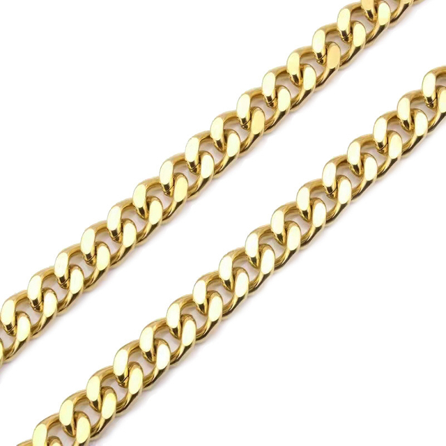 18K Real Gold Plated Curb Cuban Chain Necklace Stainless Steel Link Necklace for Men Women