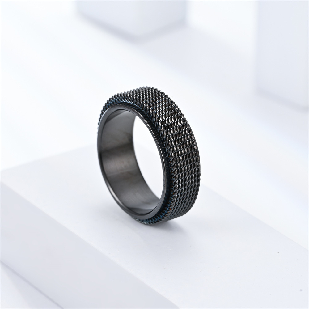 Wholesale Custom Fashion Jewelry 18K Gold Plated 8mm Spinner Stainless Steel Rings for Men