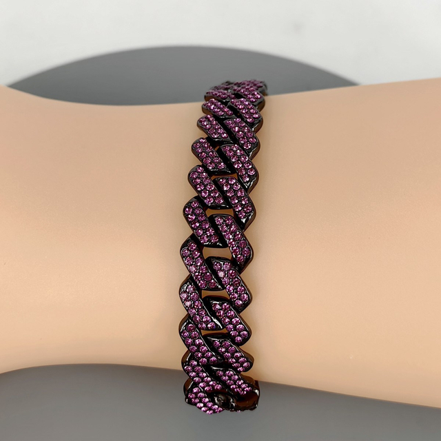 Hip Hop Mens Cuban Link Chain Necklace Silver and 18K Gold Bracelet Anklet Iced out Stainless Steel Cuban Link Chain Moissanite